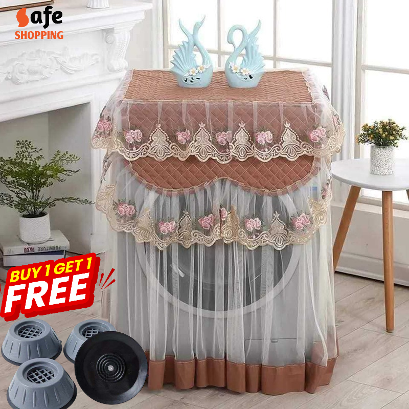 Brown Lace Washing Machine Cover + FREE 4PCS Pad