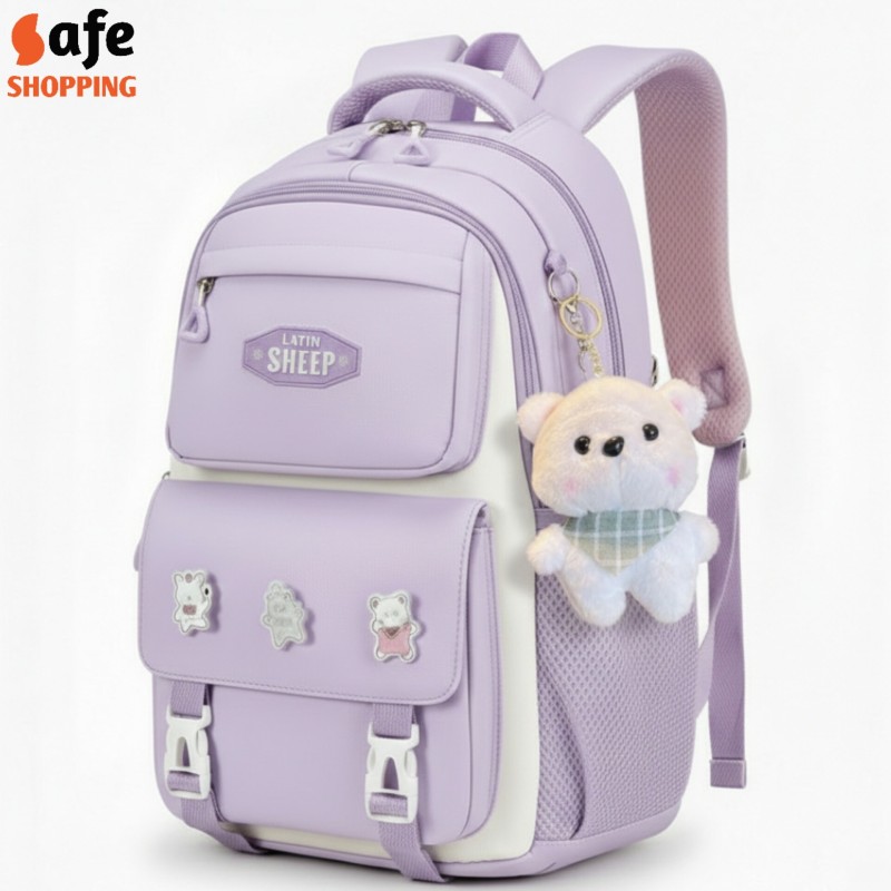 Super Cool Fully Waterproof High School Backpack with Cute Doll