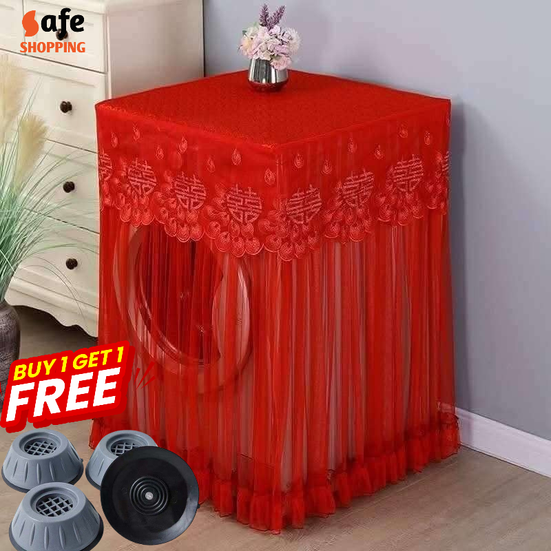 Red Lace Washing Machine Cover + FREE 4PCS Pad