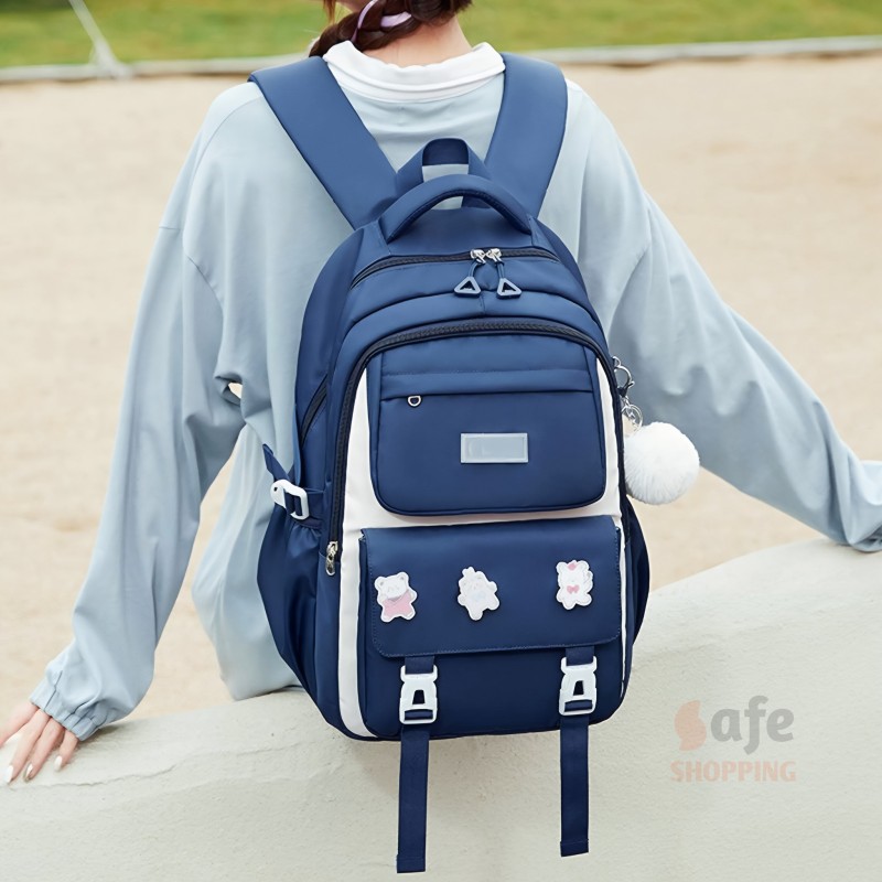 Premium Blue Large Capacity School Backpack for High School & College Students (Oxford Fabric | Lightweight & Comfortable)