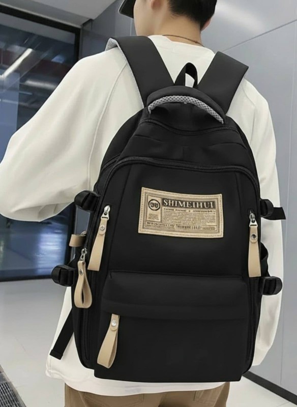 Classic Black Aesthetic Large Capacity Backpack