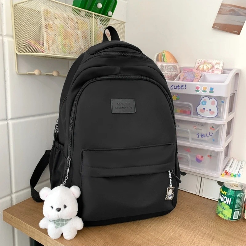 Premium Black Nylon College Backpack – Waterproof & Spacious Bag