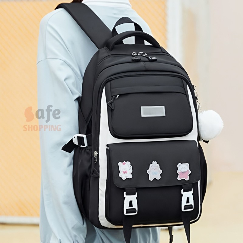 Premium Black Large Capacity School Backpack for High School & College Students (Oxford Fabric | Lightweight & Comfortable)